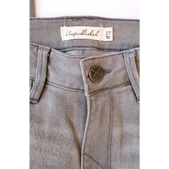 NWOT Unpublished Gray Ripped Raw Hem Jeggings 27 - Picture 5 of 7